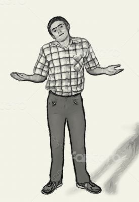 Sketch Teen boy body language - Shoulder Shrugging