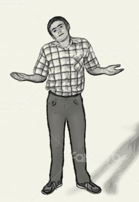 Sketch Teen boy body language - Shoulder Shrugging Sketch Teen boy body language - Shoulder Shrugging