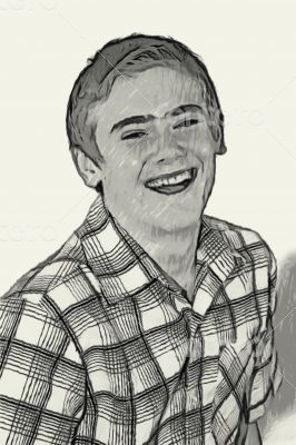 Sketch Teen boy body language - Laughing Sketch Teen boy body language - Laughing