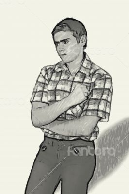 Sketch Teen boy body language -  Frustrated