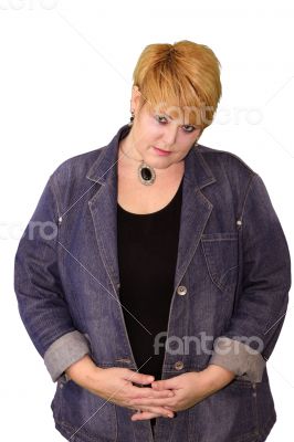 Mature Woman Body Language - Shy Uncertain   