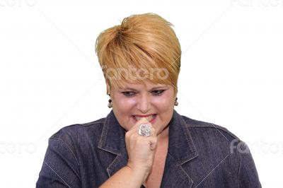 Mature Woman Body Language - Anxious Nail Biting 