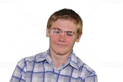 Teen boy body language - Fake Sarcastic Smile Teen boy body language - Fake Sarcastic Smile
