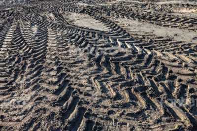 Wheel tracks on the ground