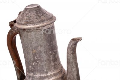Antique copper jug on the white background