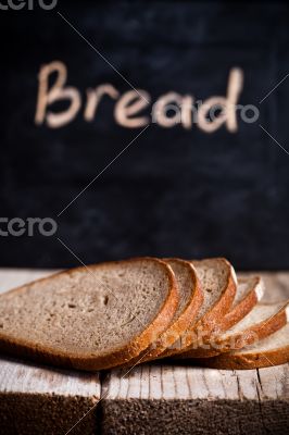 slices of rye bread and blackboard slices of rye bread and blackboard