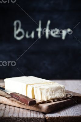 fresh butter and blackboard