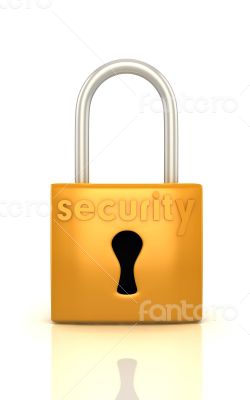 3d lock with word security render on white