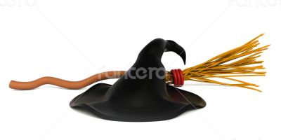 3d witch hat render on white background