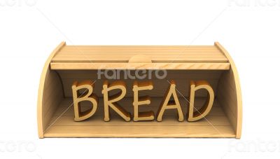 3d bread box and word bread made of bread pieces