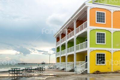 Colorful homes by the beach