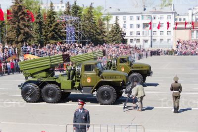 Russian military transport at the parade