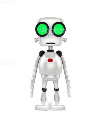 3d shinny and glossy robot on white background 