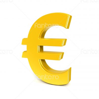 golden shinny euro symbol isolated on white