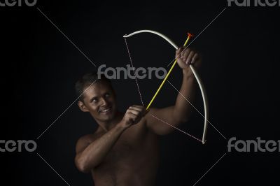 Aiming Archer with a bow and arrow 