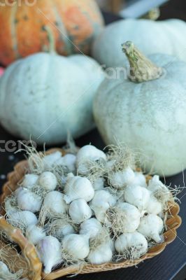 Garlic in a heart-shaped basket