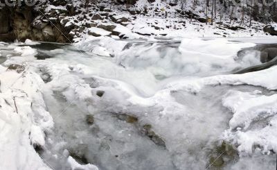 Flowing water of Carpathian mountain stream