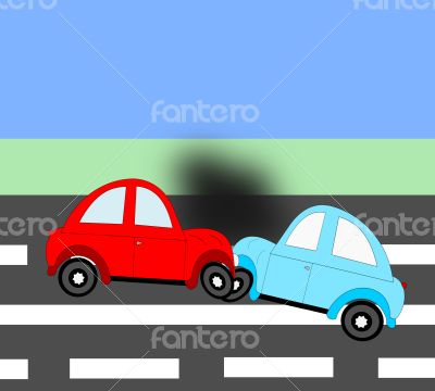 The accident, car accident two cars on the freeway The accident, car accident two cars on the freeway