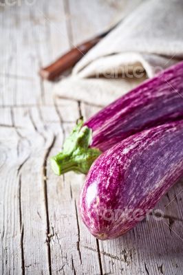 two fresh eggplants 