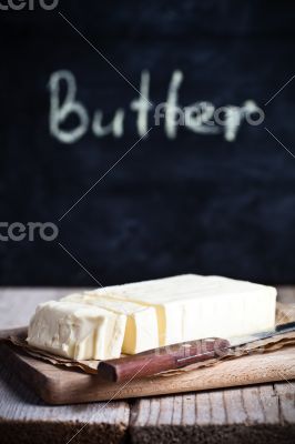 fresh butter and blackboard 