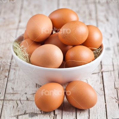 fresh eggs in a bowl 