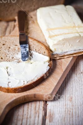 fresh rye bread and butter 