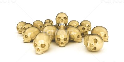 3d glossy and shiny isolated on white skulls