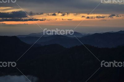 Darkness falling on the Sequoia National Park