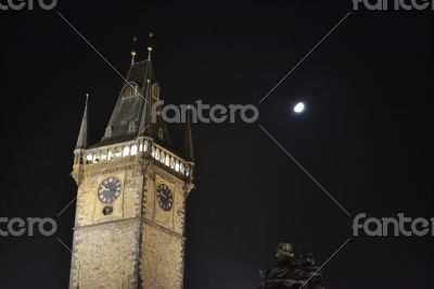 Prague\'s Old Town City Hall at night Prague\'s Old Town City Hall at night