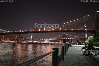NYC bridges at night