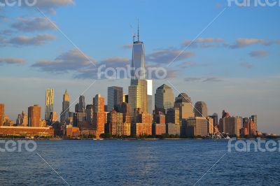 NYC\'s financial district from the water