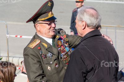 Russian veteran at the parade on annual VictoryDay