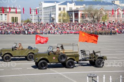 Russian military transport at parade Victory Day