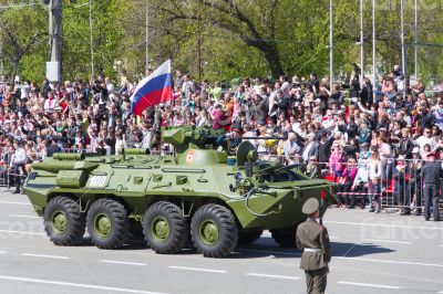 Russian military transport at parade Victory Day