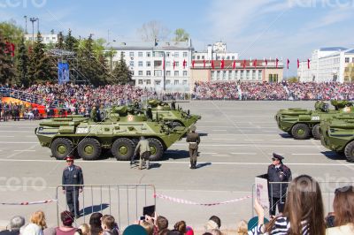 Russian military transport at parade Victory Day