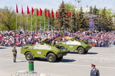 Russian military transport at parade Victory Day