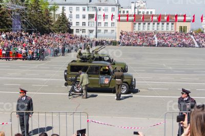 Russian military transport at parade Victory Day