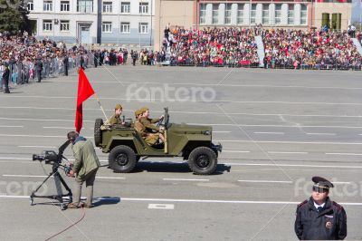 Russian military transport at parade Victory Day