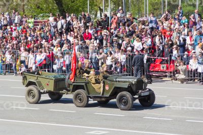 Russian military transport at parade Victory Day