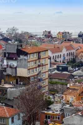 Istanbul, Turkey. A view of houses on the bank of the Bosphorus