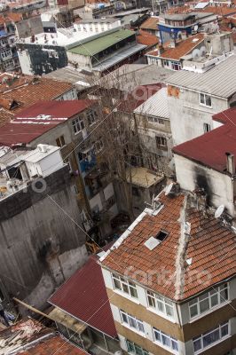 Istanbul, Turkey. A view of houses on the bank of the Bosphorus