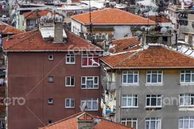 Istanbul, Turkey. A view of houses on the bank of the Bosphorus