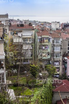 Istanbul, Turkey. A view of houses on the bank of the Bosphorus