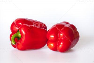 Two large red paprikas