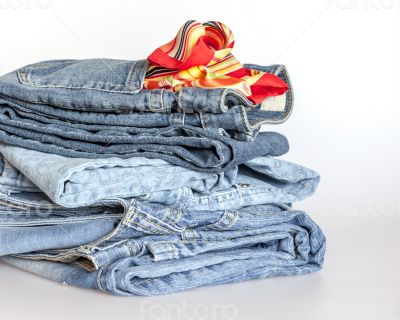 Jeans on a show-window of shop