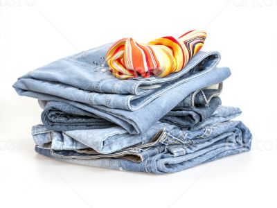 Jeans on a show-window of shop