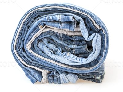 Jeans of indigo color on a show-window of shop Jeans of indigo color on a show-window of shop