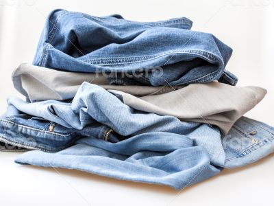 Jeans of indigo color on a show-window of shop Jeans of indigo color on a show-window of shop