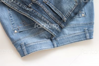 Jeans of indigo color on a show-window of shop Jeans of indigo color on a show-window of shop