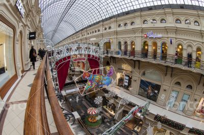 Moscow, GUM shop trading floor of by fisheye view